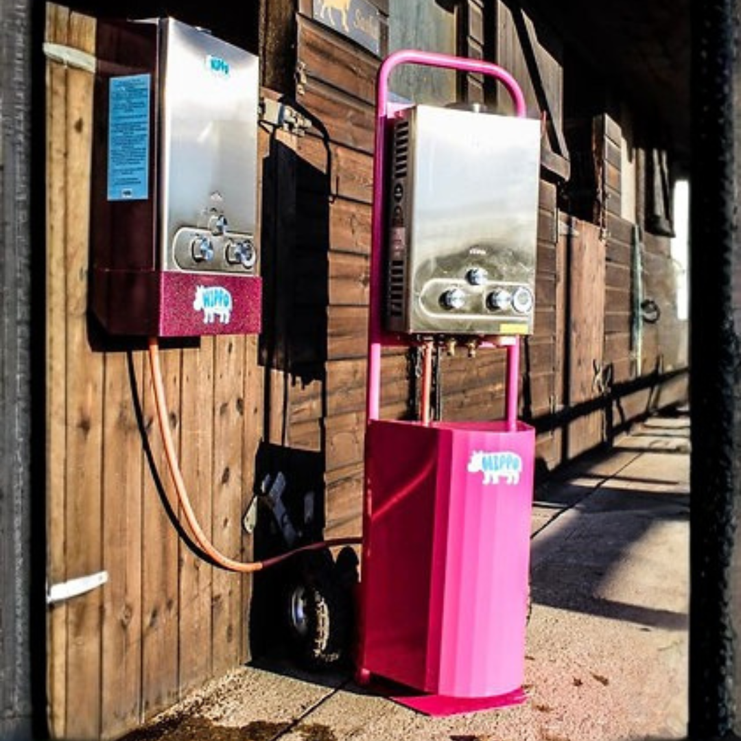 The OG Portable Hippo Shower - Gas Powered - On Custom Built Safety Trolley