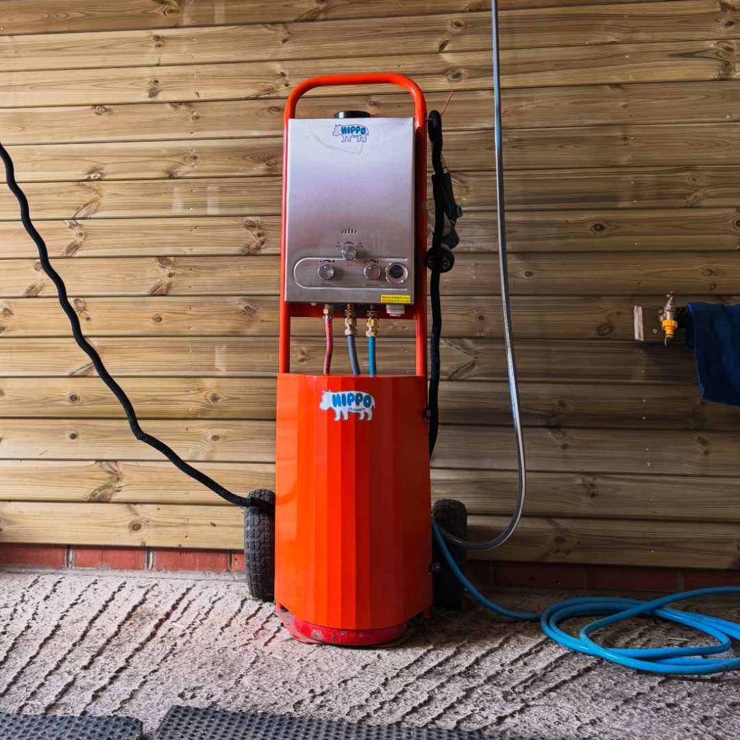 The OG Portable Hippo Shower - Gas Powered - On Custom Built Safety Trolley