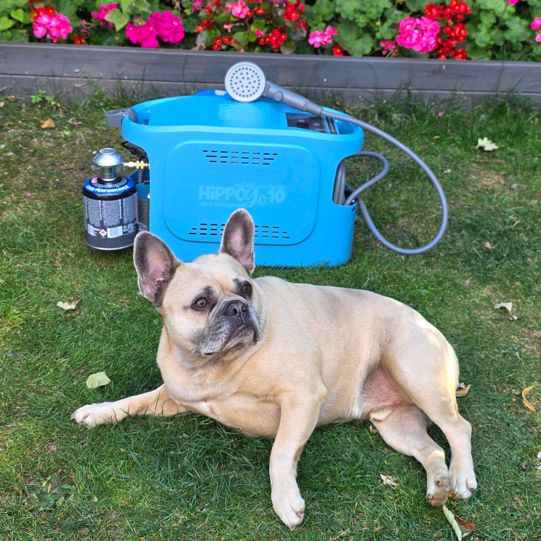 Portable Pumped Dog Shower Hippo Go-10 - Instant HOT water anywhere!
