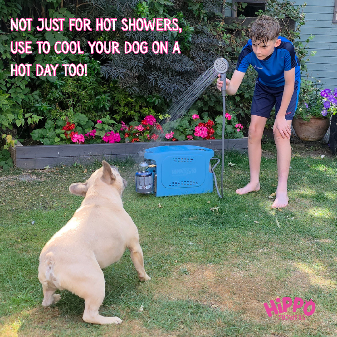 Portable Pumped Dog Shower Hippo Go-10 - Instant HOT water anywhere!